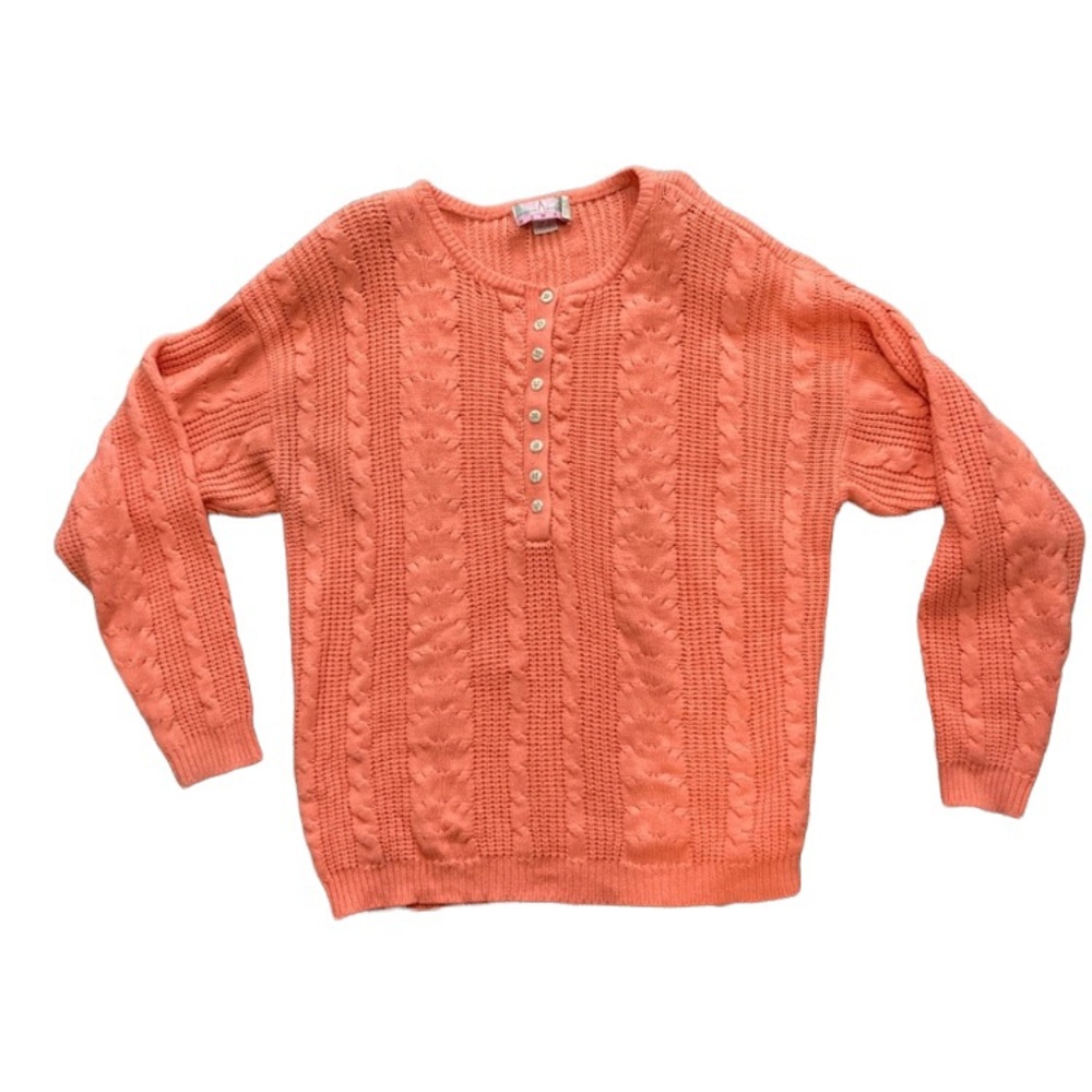 Vintage American Weekend Chunky Knit Sweater, Peach, Sz 20W